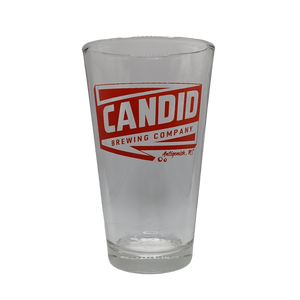 An image of an empty Candid branded pint glass