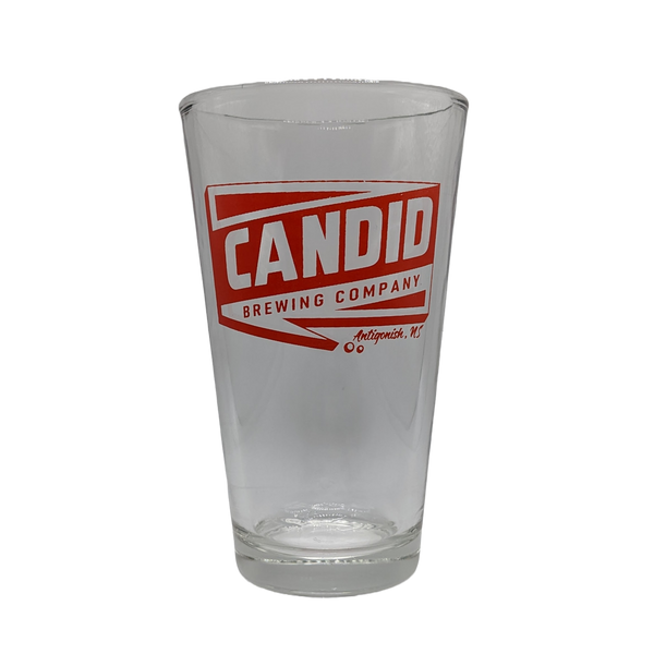 An image of an empty Candid branded pint glass