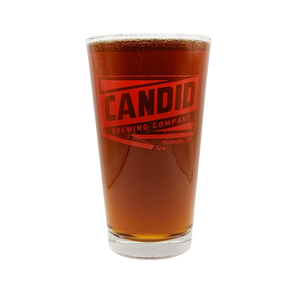Pint of Town Crier Beer in a Candid branded pint glass. 